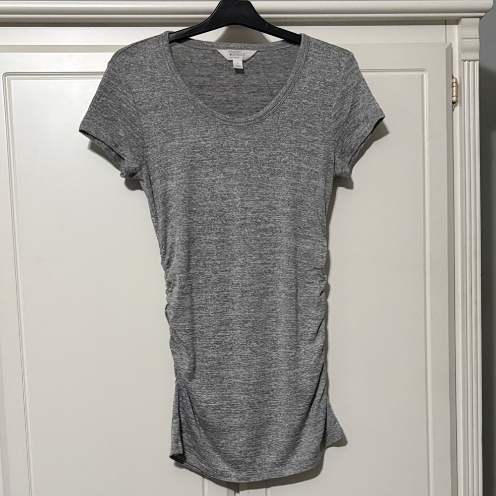 Maternity: Gray Short-Sleeve Scoop Neck Women's Top